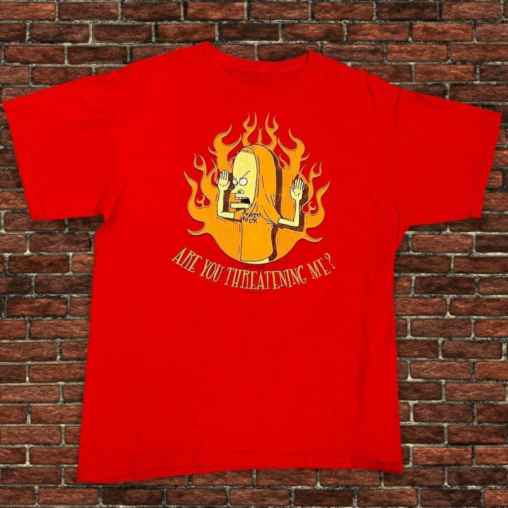 Vintage Beavis and Butthead - Are you threatening me 2004 Mike Judge T Shirt MTV